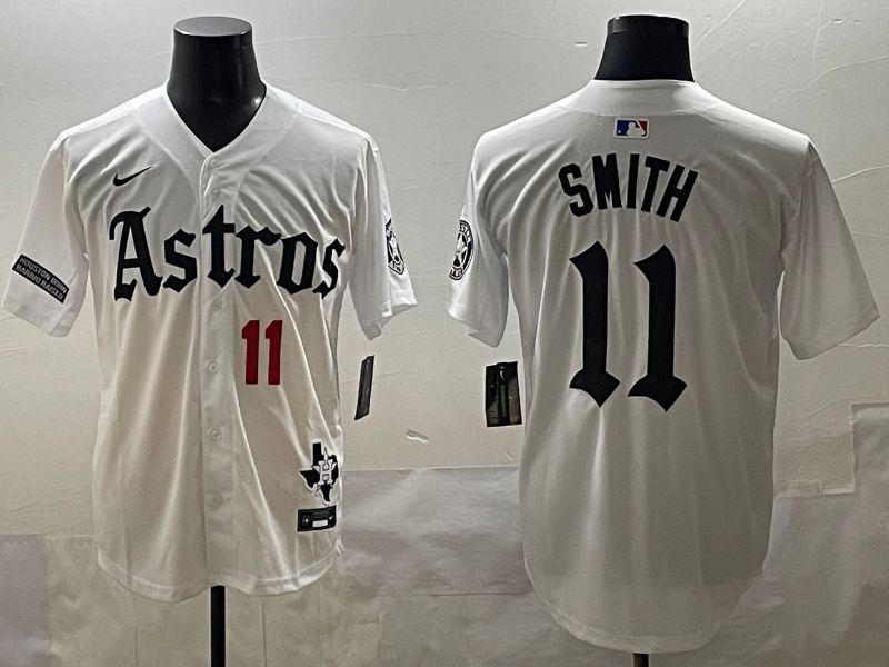 Men 2025 Houston Astros 11 Smith White Five generations Joint Name Nike MLB Jersey style 37